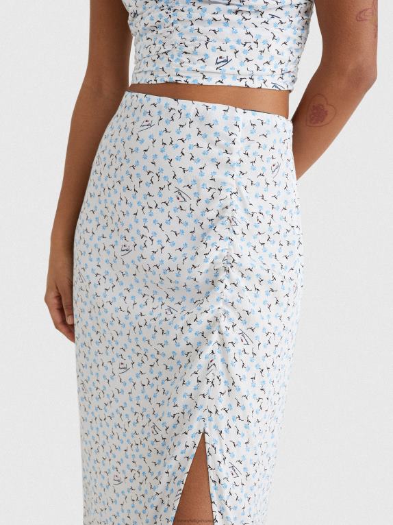 طباعة زهور الجزيرة Tommy Hilfiger تنورة ميدي بفتحة وطبعة ديتسي 446442480