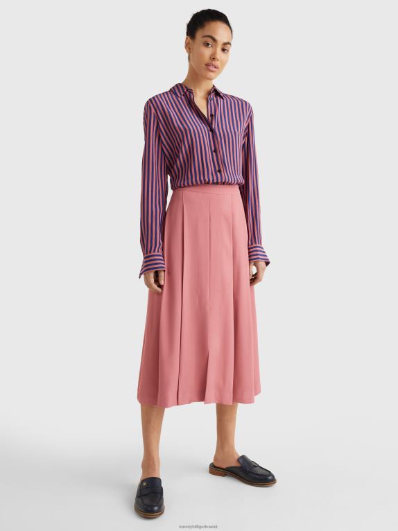 الإنجليزية الوردي Tommy Hilfiger تنورة ميدي مطرزة بطبعات مونوغرام 446442484