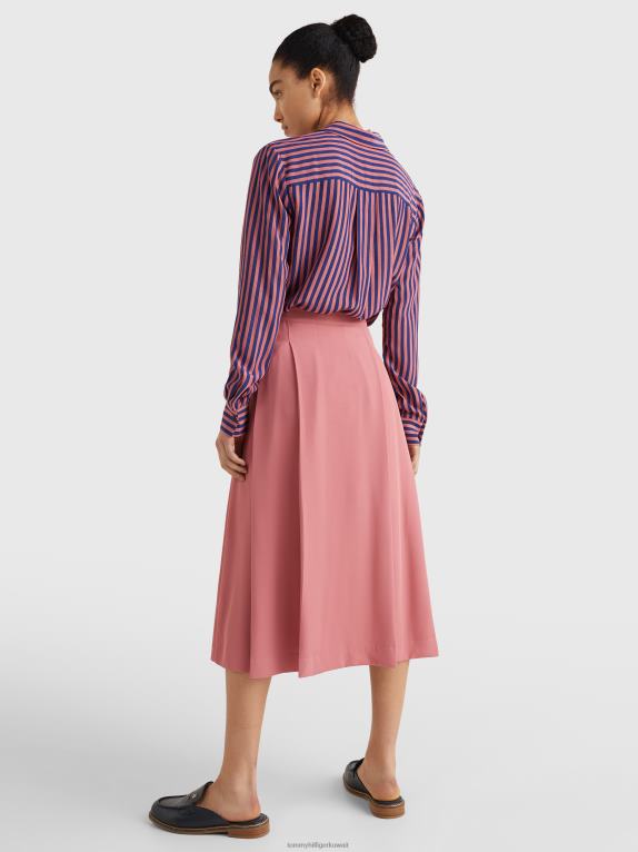 الإنجليزية الوردي Tommy Hilfiger تنورة ميدي مطرزة بطبعات مونوغرام 446442484