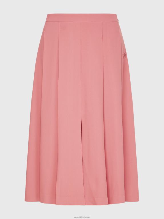 الإنجليزية الوردي Tommy Hilfiger تنورة ميدي مطرزة بطبعات مونوغرام 446442484