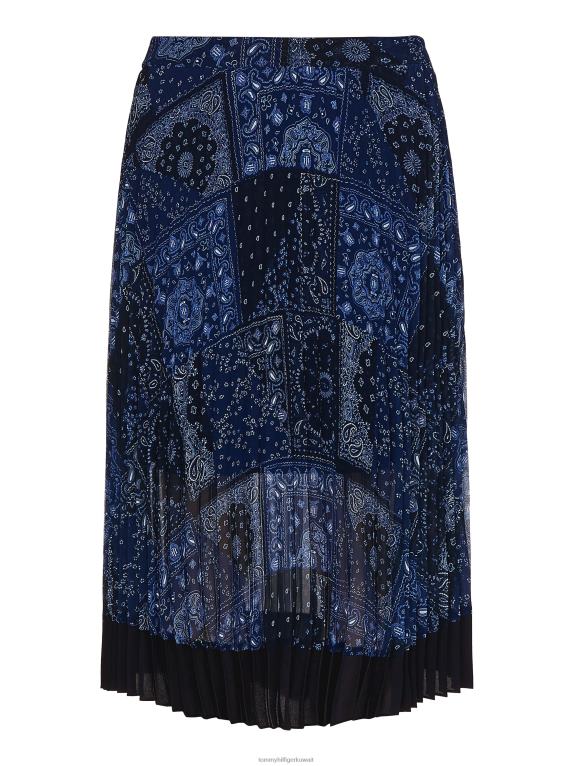 باندانا مرقعة/سماء الصحراء Tommy Hilfiger تنورة ميدي بقصة مريحة وكسرات بيزلي 446442485