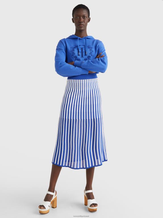 فيرونا أزرق/إكرو سبحانه وتعالى Tommy Hilfiger تنورة ميدي مخططة مضيئة 446442494