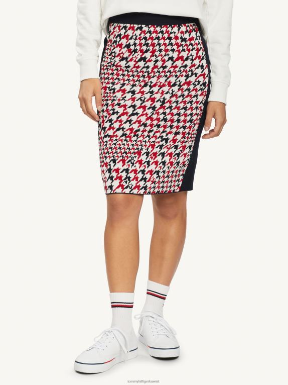 هاوندزتوث ثلاثي الألوان Tommy Hilfiger تنورة قلم رصاص بطول الركبة 446442496