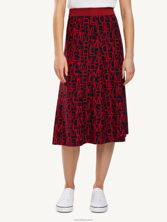 ال توضيح باللون الأحمر Tommy Hilfiger تنورة ميدي من مزيج الفسكوز 446442504