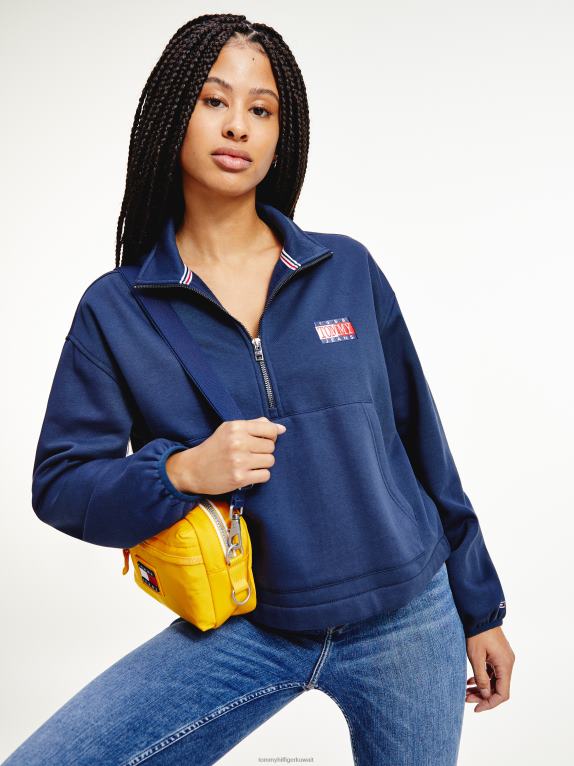 البحرية الشفق Tommy Hilfiger سترة مريحة بشعار نصف سحاب 446442520
