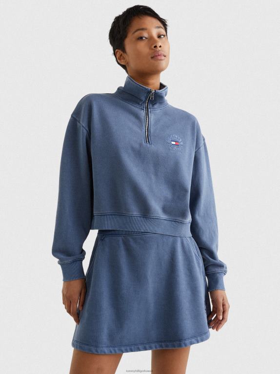 البحرية الشفق Tommy Hilfiger سويت شيرت بسحاب ربع مريح 446442539