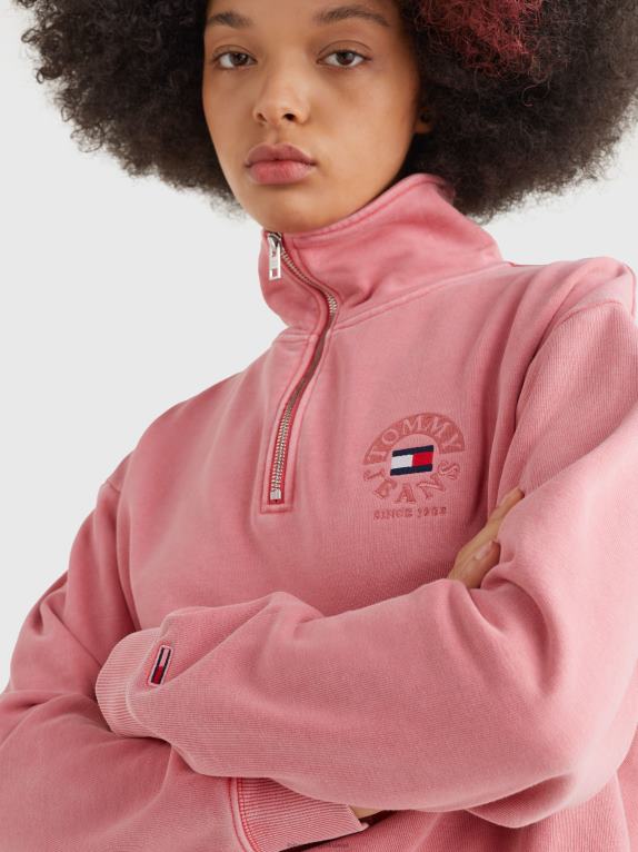 وردة الحديقة Tommy Hilfiger سويت شيرت بسحاب ربع مريح 446442548
