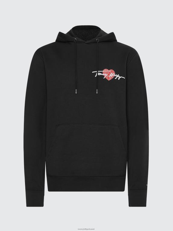 أسود Tommy Hilfiger هوديي بطبعة قلب 446442549