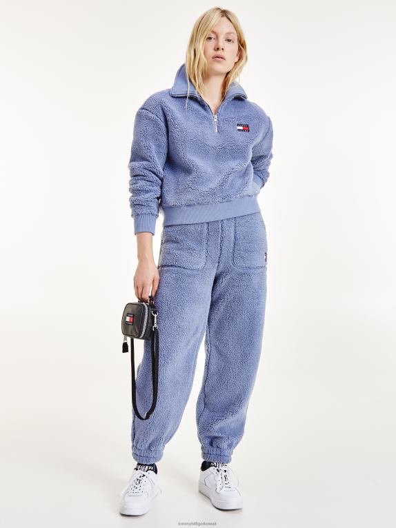 رمادي لافندر Tommy Hilfiger شارة يشبه الصندوق البلوز الصوف القطيفة 446442556