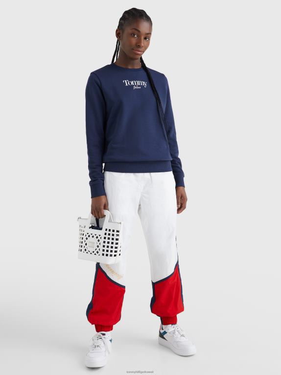 البحرية الشفق Tommy Hilfiger تيشيرت برقبة دائرية وشعار أساسي 446442578