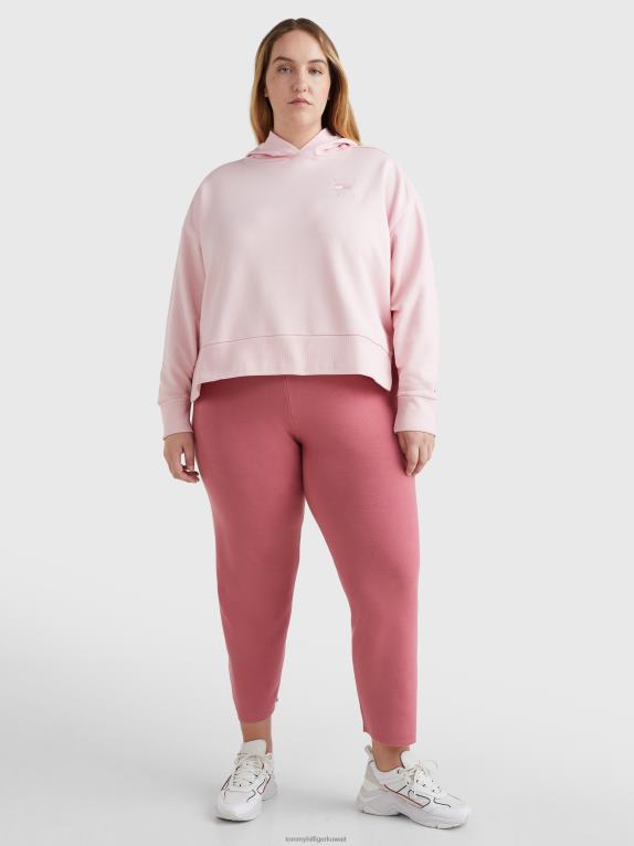 الوردي الباستيل Tommy Hilfiger كنزة بغطاء رأس بصبغة طبيعية منحنية وشعار مريح 446442586