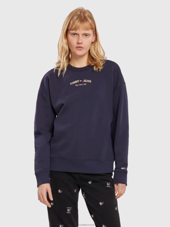 البحرية الشفق Tommy Hilfiger رقبة دائرية بشعار مريح وخالي من الزمن 446442588