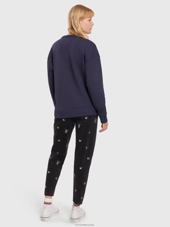 البحرية الشفق Tommy Hilfiger رقبة دائرية بشعار مريح وخالي من الزمن 446442588