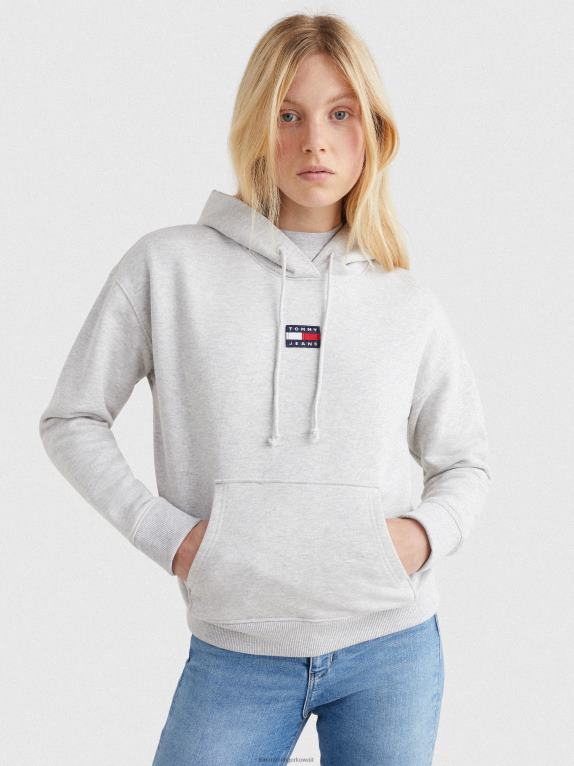 هيذر رمادي فضي Tommy Hilfiger هوديي بشارة مركزية 446442594