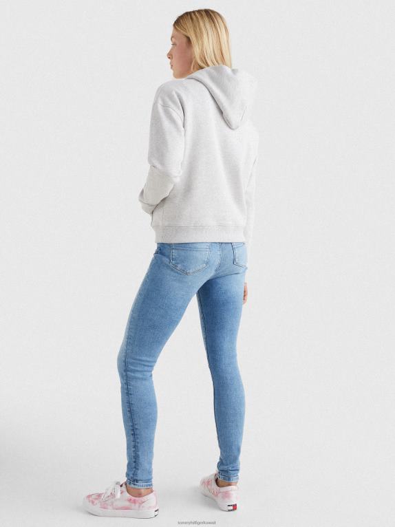 هيذر رمادي فضي Tommy Hilfiger هوديي بشارة مركزية 446442594