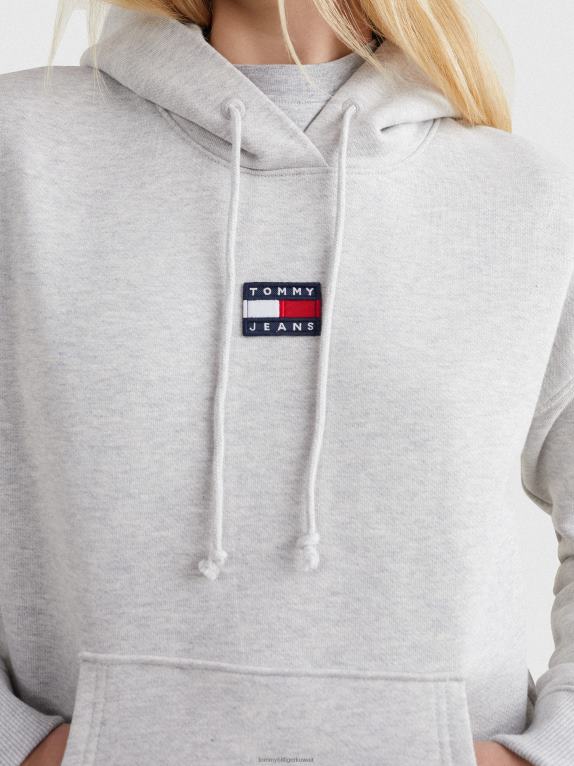 هيذر رمادي فضي Tommy Hilfiger هوديي بشارة مركزية 446442594