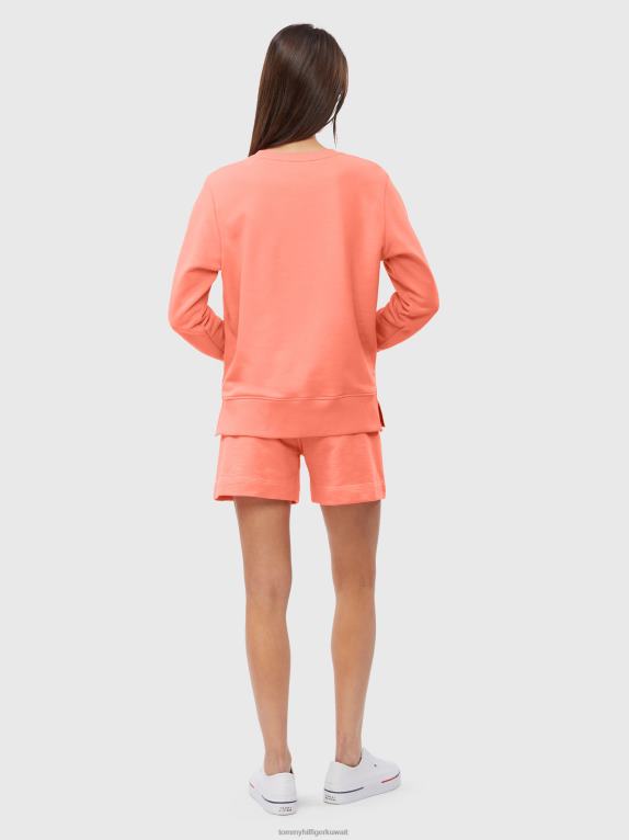 زهر المرجان Tommy Hilfiger سويت شيرت من القطن العضوي بشعار الماركة 446442595