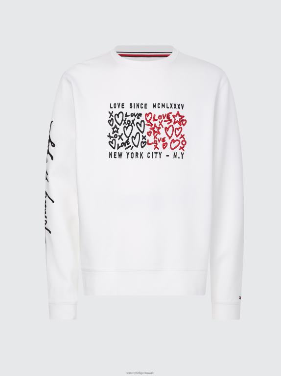 أبيض Tommy Hilfiger سترة برقبة دائرية وطبعة قلب 446442600