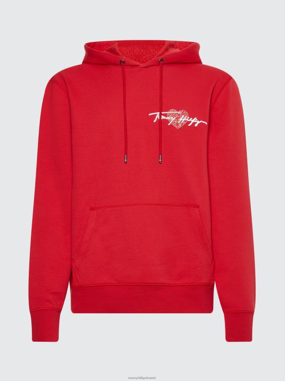 الأحمر الأساسي Tommy Hilfiger هوديي بطبعة قلب 446442608