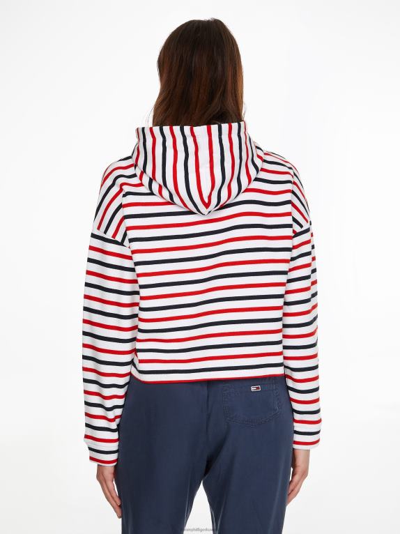 قرمزي عميق/متعدد Tommy Hilfiger هوديي خطي صغير 446442609