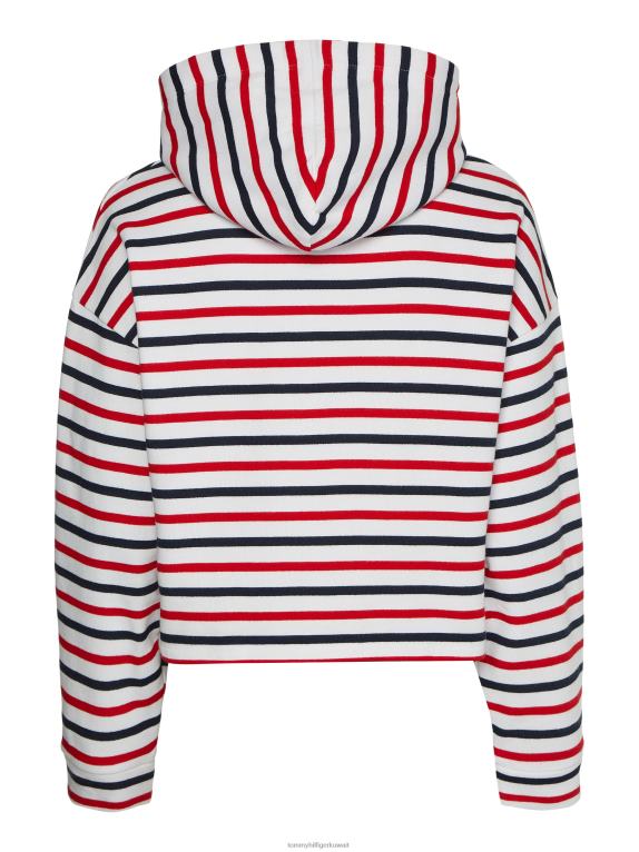 قرمزي عميق/متعدد Tommy Hilfiger هوديي خطي صغير 446442609