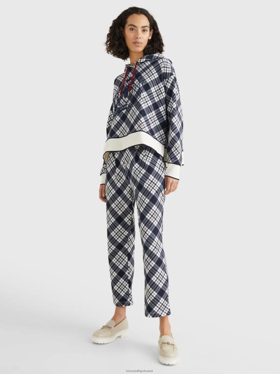 أيقونة شيك صغير/أزرق داكن/إيكرو Tommy Hilfiger أيقونات هوديي بشعار مربعات مريح 446442617