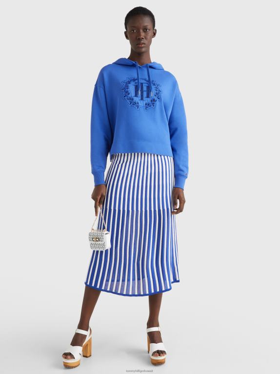 فيرونا الأزرق Tommy Hilfiger هودي بقصّة مريحة وأبليكة مونوغرام 446442626
