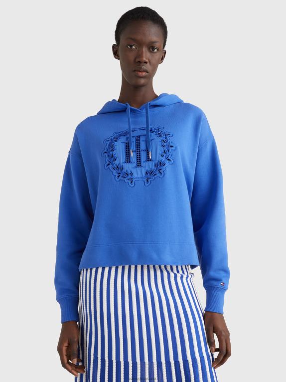 فيرونا الأزرق Tommy Hilfiger هودي بقصّة مريحة وأبليكة مونوغرام 446442626