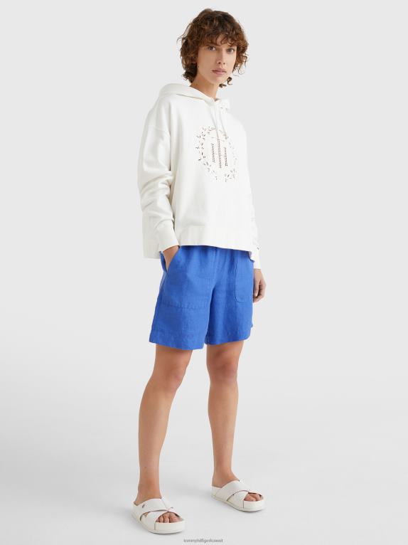 بيج فاتح Tommy Hilfiger هودي بقصّة مريحة وأبليكة مونوغرام 446442628