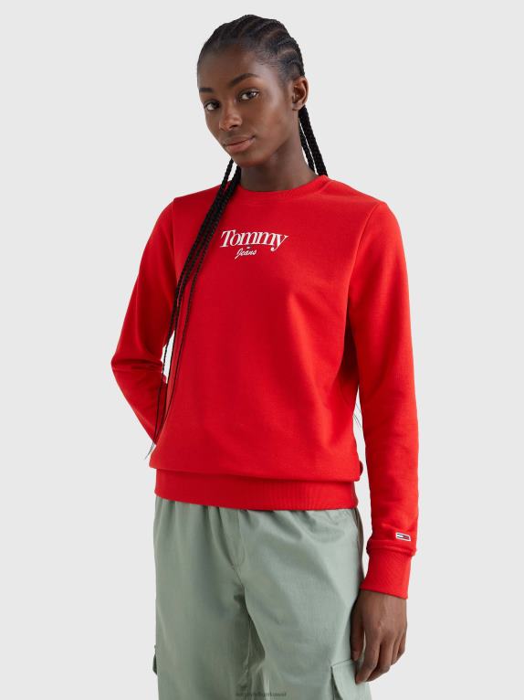 قرمزي عميق Tommy Hilfiger تيشيرت برقبة دائرية وشعار أساسي 446442640