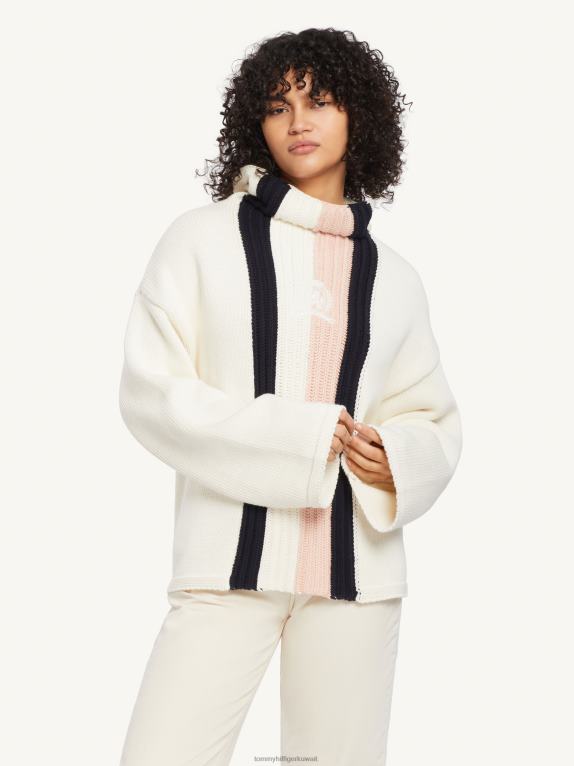 عاج Tommy Hilfiger سترة مخططة برقبة عالية 446442646