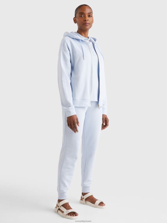 أزرق منسم Tommy Hilfiger سترة بغطاء رأس من القطن العضوي بقصة مريحة وسحاب من خلاله 446442650