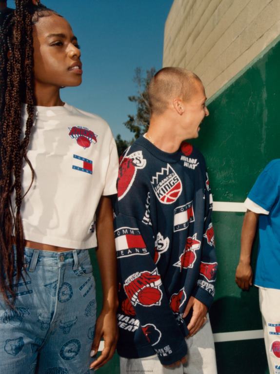 الشفق البحرية / أنيقة Tommy Hilfiger الجينز والبلوزة الجاكار الدوري الاميركي للمحترفين 446442654