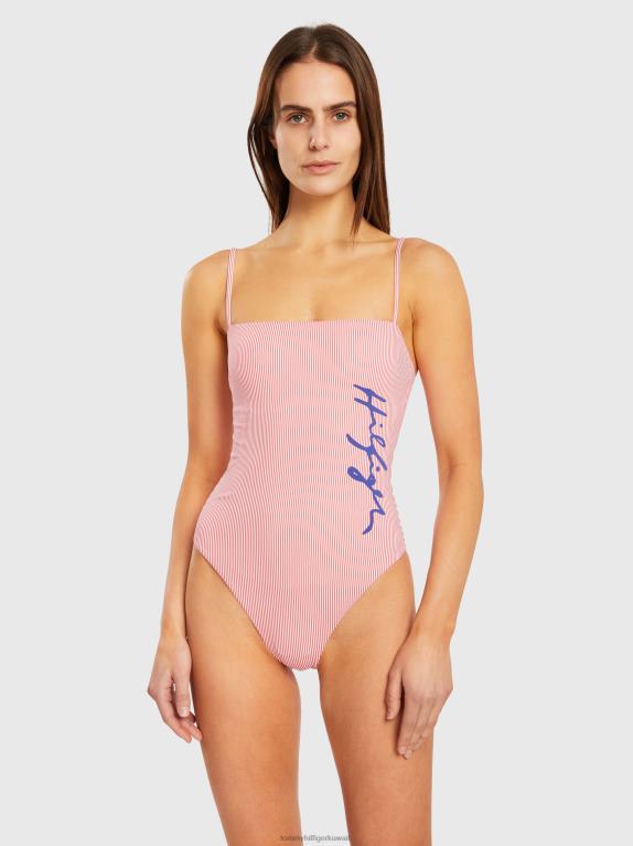 إيثاكا شريط أحمر Tommy Hilfiger بدلة سباحة قطعة واحدة بشعار الماركة 446442669