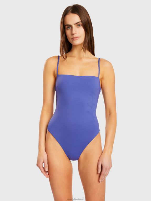 اللازورد الأزرق Tommy Hilfiger شعار قطعة واحدة ملابس السباحة العصابة 446442671