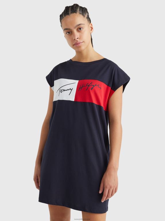 سماء الصحراء Tommy Hilfiger فستان تانك من القطن العضوي متباين الألوان 446442690