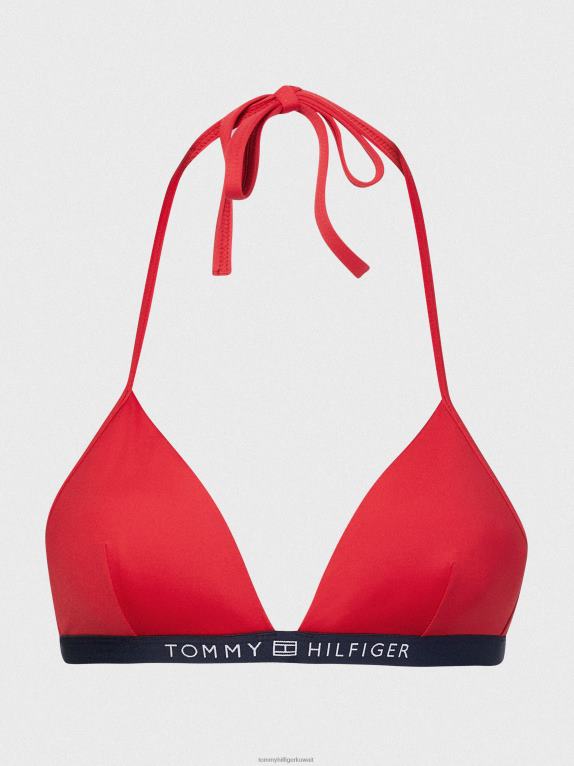 الأحمر الأساسي Tommy Hilfiger بيكيني علوي مثلث بحزام خصر وشعار الماركة 446442698
