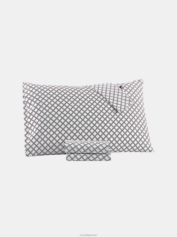 أبيض Tommy Hilfiger مجموعة أوراق شعار شعرية سرير كوين 4464427
