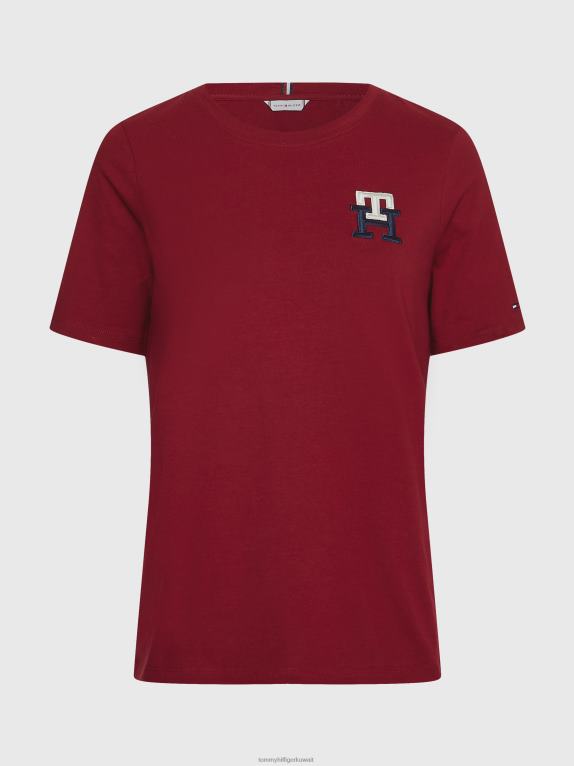 روج Tommy Hilfiger تي شيرت من القطن العضوي بطبعة مونوغرام 446442705