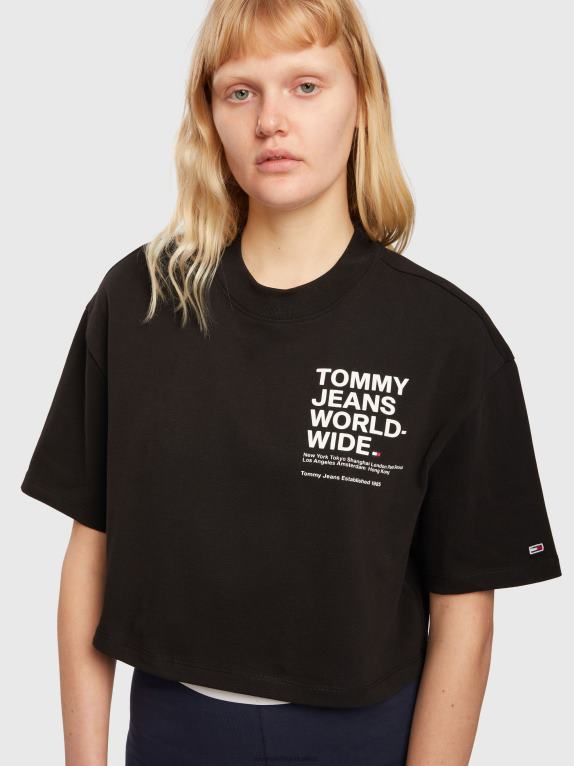 أسود Tommy Hilfiger بلوزة قصيرة بشعار خلفي 446442712