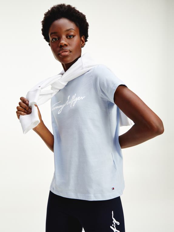 أزرق منسم Tommy Hilfiger تي شيرت برقبة دائرية وشعار الجرافيك 446442729