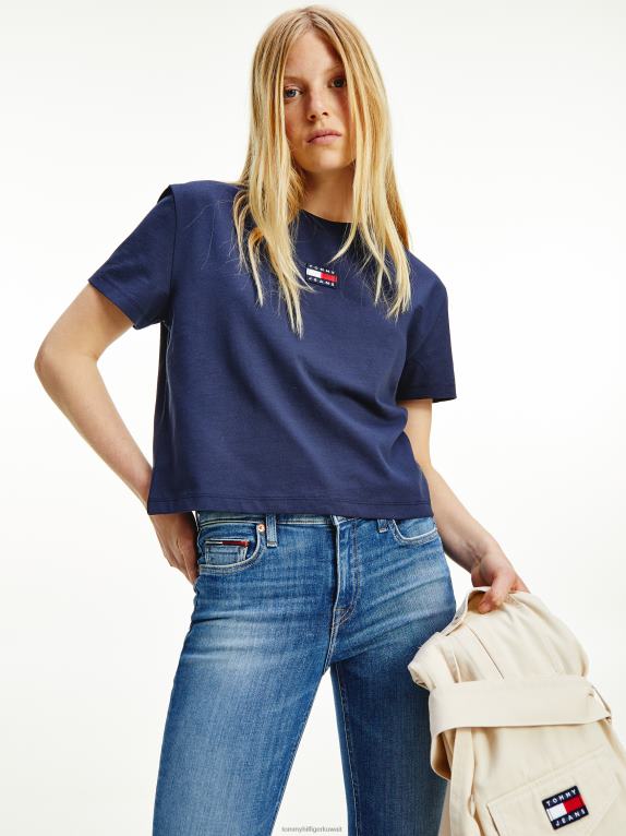 البحرية الشفق Tommy Hilfiger تيشيرت برقبة دائرية وشارة 446442733