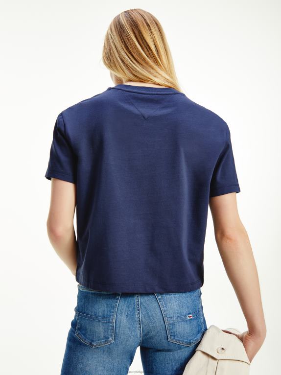 البحرية الشفق Tommy Hilfiger تيشيرت برقبة دائرية وشارة 446442733