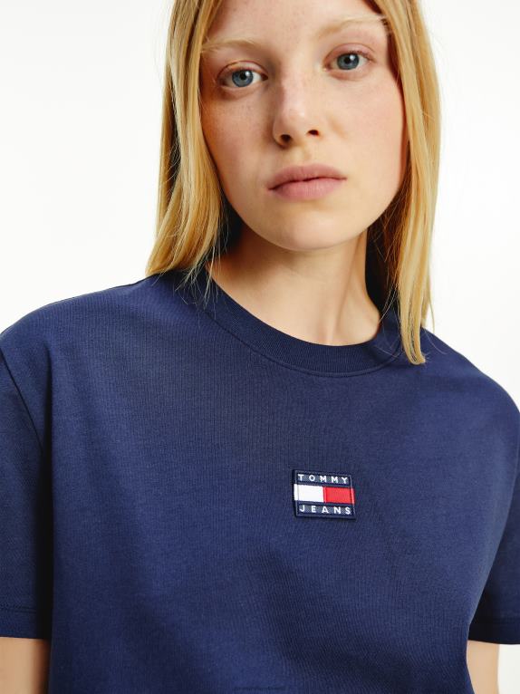 البحرية الشفق Tommy Hilfiger تيشيرت برقبة دائرية وشارة 446442733