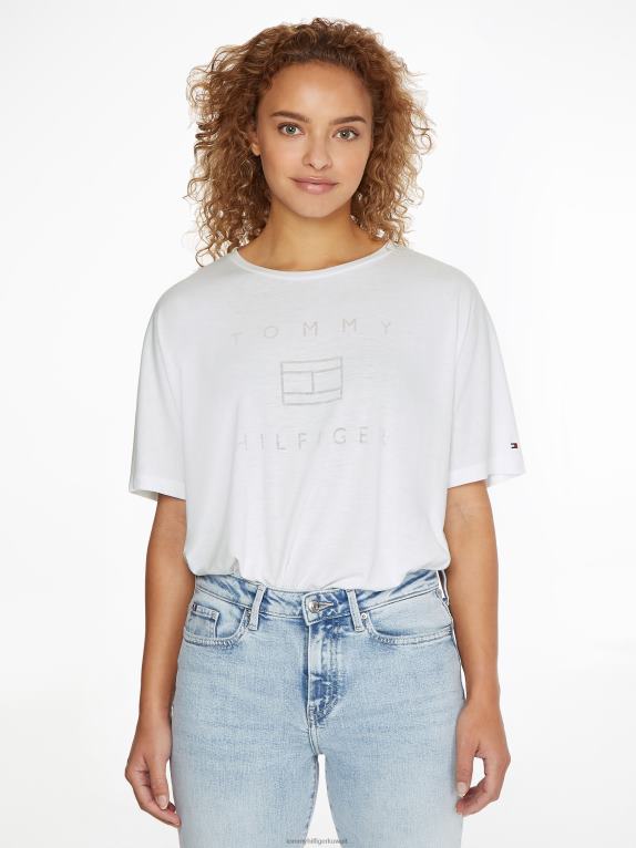 الأبيض البصري Tommy Hilfiger تي شيرت مريح بشعار الإرهاق 446442737