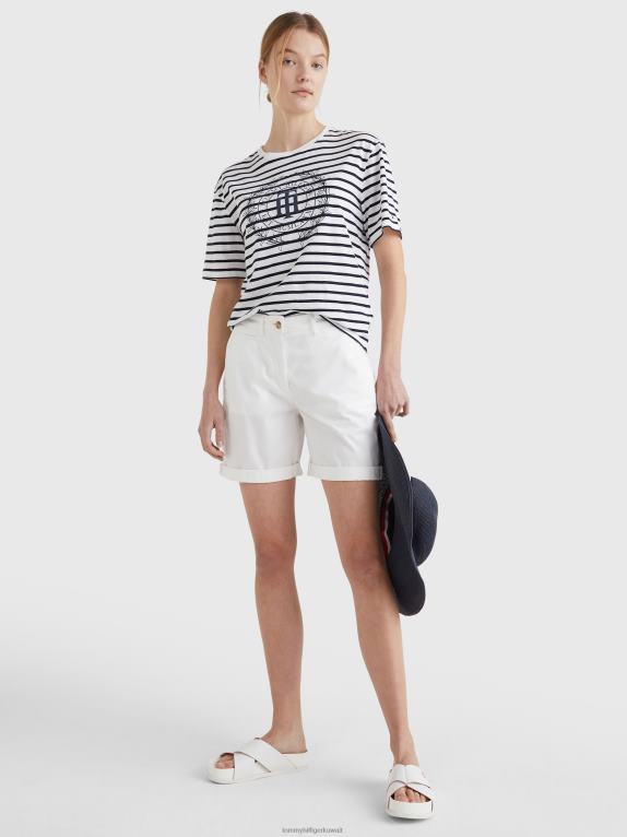 شريط بريتون/سماء الصحراء إكرو Tommy Hilfiger تي شيرت بريتون مخطط بقصة مريحة 446442749