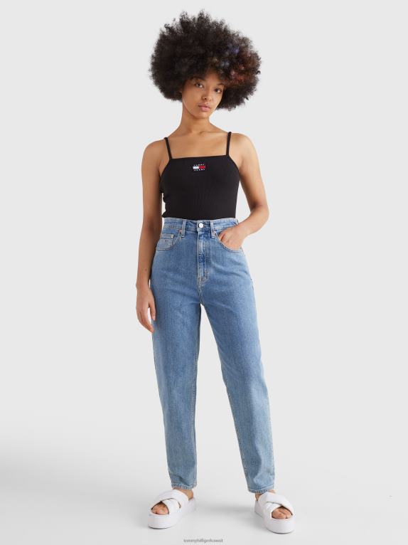 أسود Tommy Hilfiger بدلة للجسم برقبة مربعة وشارة 446442752