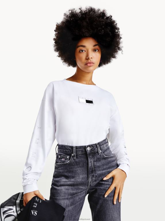 أبيض Tommy Hilfiger تي شيرت معدني بأكمام طويلة 446442753