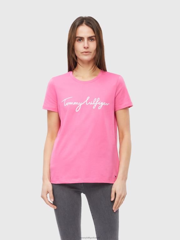 وردي مشع Tommy Hilfiger تي شيرت برقبة دائرية وشعار الجرافيك 446442757