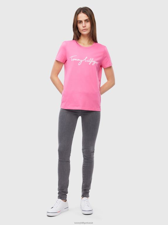 وردي مشع Tommy Hilfiger تي شيرت برقبة دائرية وشعار الجرافيك 446442757